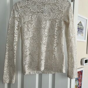 LOFT Lace Long Sleeve Blouse - Cream